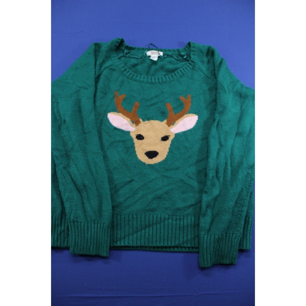 Route 66‎ Christmas Sweater Reindeer Green Size XL 100% Acrylic